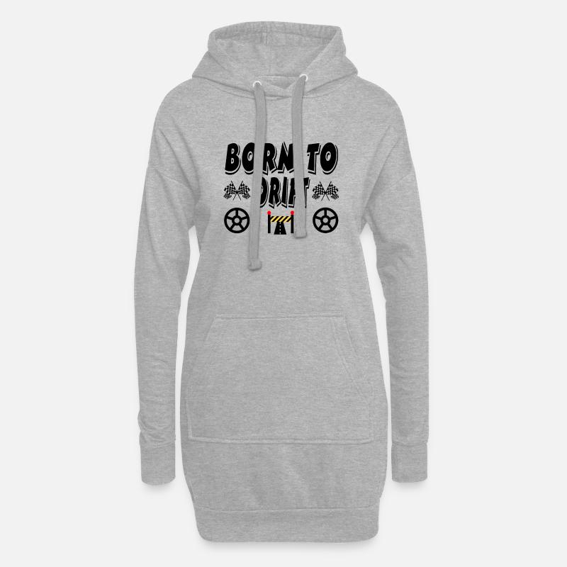 Auto - Hoodie-Kleid - Grau meliert