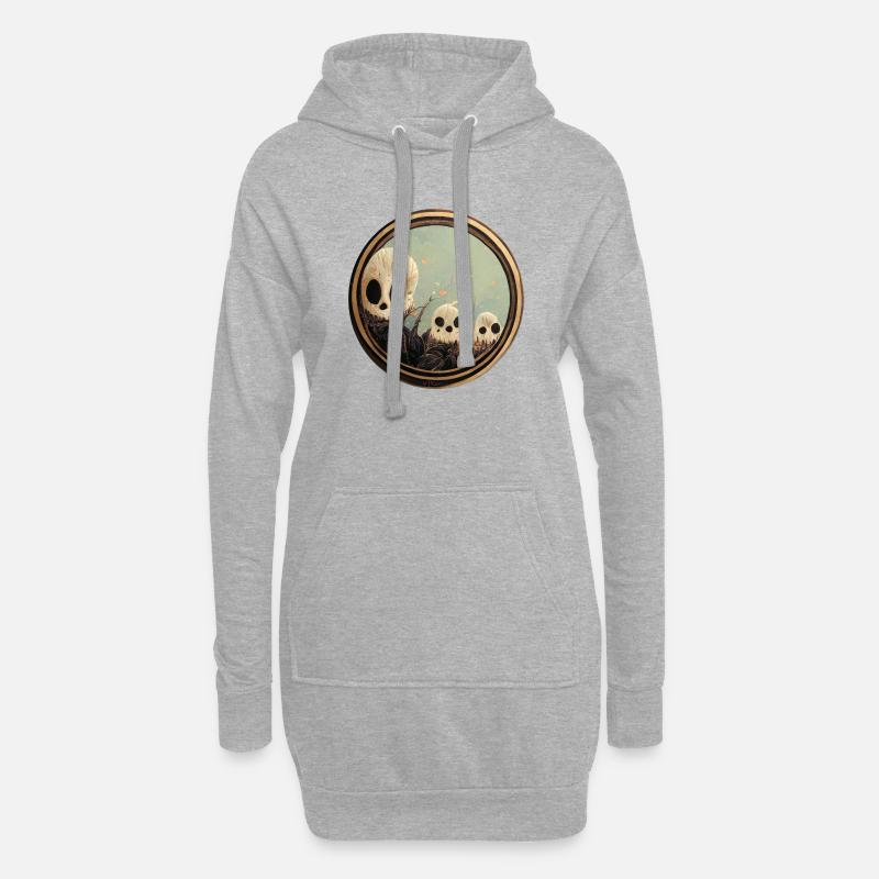 Skulls - Hoodie-Kleid - Grau meliert