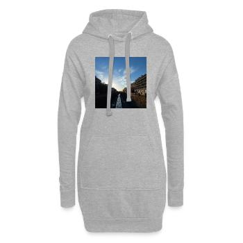 Aus der Mitte entspringt ein Fluss. - Hoodie-Kleid - Grau meliert - Vorne