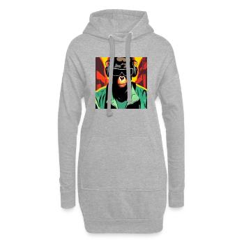 Singe écoutant de la musique avec des écouteurs - Sweat-shirt à capuche long Femme - gris chiné - Devant