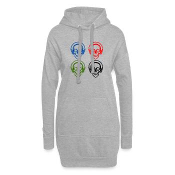 Skulls listening to music with headphones - Hoodie Dress - heather grey - Front