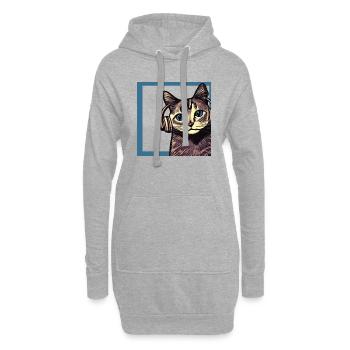 Chat écoutant de la musique avec des écouteurs - Sweat-shirt à capuche long Femme - gris chiné - Devant