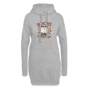 Les livres sont mon langage d’amour - Sweat-shirt à capuche long Femme - gris chiné - Devant