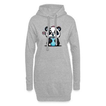 kawaii Panda trinkt Boba - Hoodie-Kleid - Grau meliert - Vorne