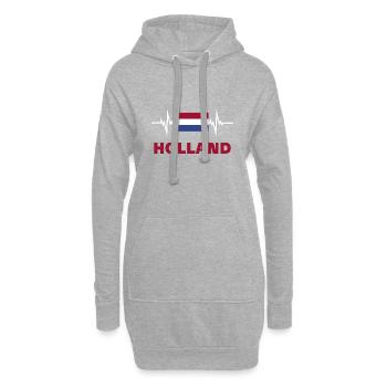 Pays-Bas Football 2022 Holland battement de cœur - Sweat-shirt à capuche long Femme - gris chiné - Devant
