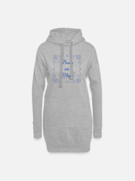 Bücher sind Magie - Hoodie-Kleid - Grau meliert