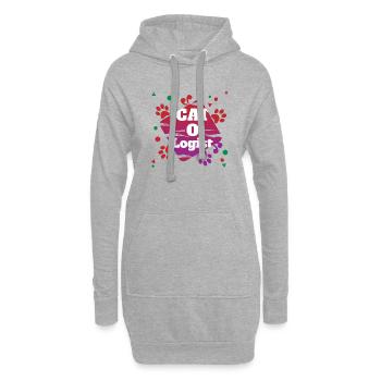 Cat O Logist, Lustiges Tierliebhaber-Zitat - Hoodie-Kleid - Grau meliert - Vorne