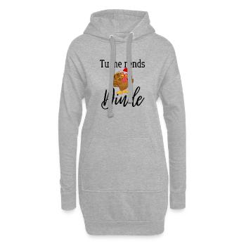 Tu me rends dinde avec dinde de noël - Sweat-shirt à capuche long Femme - gris chiné - Devant