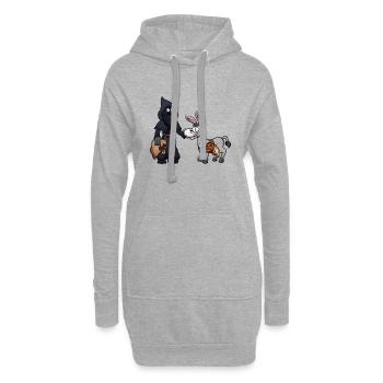 Diener Ruprecht mit Esel - Hoodie-Kleid - Grau meliert - Vorne