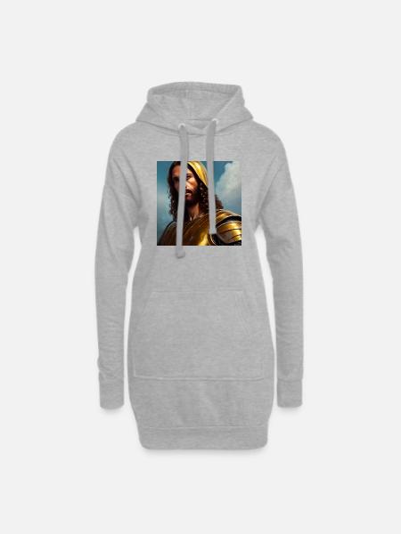 Jesus Christus, König der Könige. Digitale Malerei - Hoodie-Kleid - Grau meliert