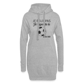 Je peux pas je regarde foot à la télé. Idée cadeau - Sweat-shirt à capuche long Femme - gris chiné - Devant
