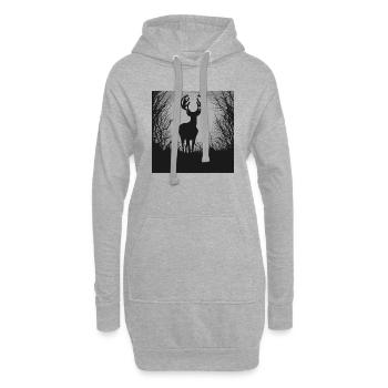 Hirsch im Wald - Hoodie-Kleid - Grau meliert - Vorne