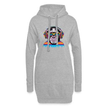 Singe accroche-regard avec écouteurs et lunettes de soleil - Sweat-shirt à capuche long Femme - gris chiné - Devant
