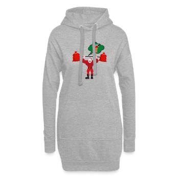 Père Noël en forme - Sweat-shirt à capuche long Femme - gris chiné - Devant