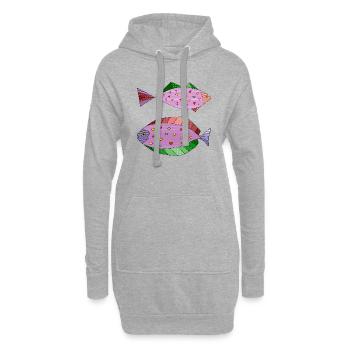 Poissons - Sweat-shirt à capuche long Femme - gris chiné - Devant