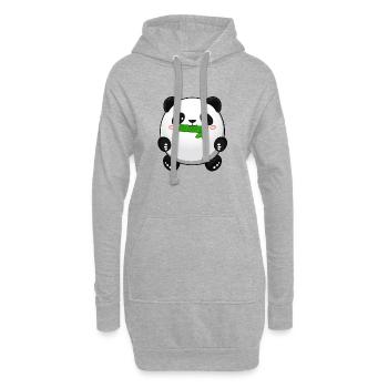 Fat Panda mit Bambus - Pandabär Cute Kawaii Bär - Hoodie-Kleid - Grau meliert - Vorne
