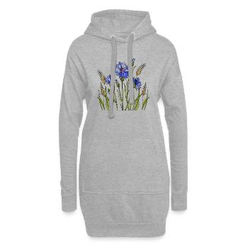 Blumen - Hoodie-Kleid - Grau meliert - Vorne