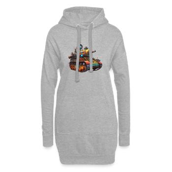 Panzer Steampunk - Hoodie-Kleid - Grau meliert - Vorne