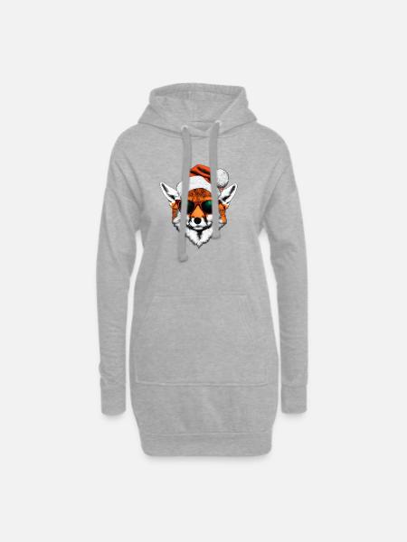 Cool Weihnachten Christmas Fuchs mit Sonnenbrille - Hoodie-Kleid - Grau meliert