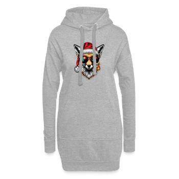 Renard de Noël avec des lunettes de soleil colorées - Sweat-shirt à capuche long Femme - gris chiné - Devant