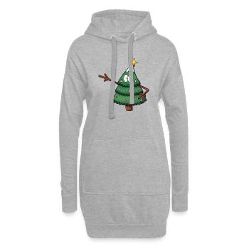 Süßer Weihnachtsbaum Charakter - Hoodie-Kleid - Grau meliert - Vorne