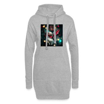 Frohe Weihnachten - Weihnachtskolibri im Winter - Hoodie-Kleid - Grau meliert - Vorne