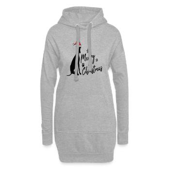 Joyeux lévrier de Noël - Sweat-shirt à capuche long Femme - gris chiné - Devant
