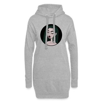 Frau mit grünen Haaren - Hoodie-Kleid - Grau meliert - Vorne