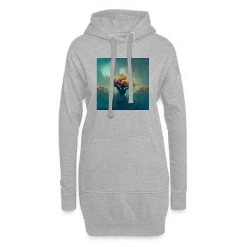 4k Design Mystischer Baum Anime Blumenfeld Fantasy - Hoodie-Kleid - Grau meliert - Vorne