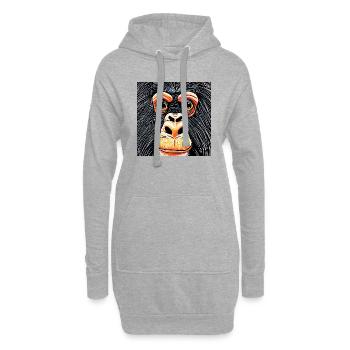 Illustration d’un portrait de chimpanzé - Sweat-shirt à capuche long Femme - gris chiné - Devant