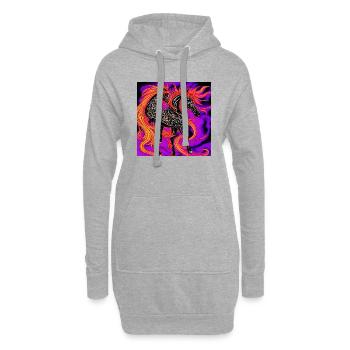 Abstrakte Darstellung eines Pferdes - Hoodie-Kleid - Grau meliert - Vorne