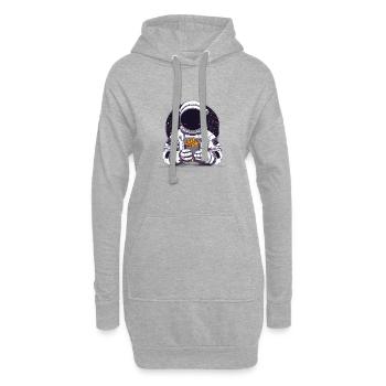 Funky Astronaut im Weltraum mit Pommes - Hoodie-Kleid - Grau meliert - Vorne