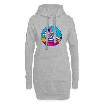 Funky Astronaut im Weltraum nimmt ein Bad - Hoodie-Kleid - Grau meliert - Vorne