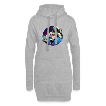 Funky Astronaut im Weltraum nimmt ein Bad - Hoodie-Kleid - Grau meliert - Vorne