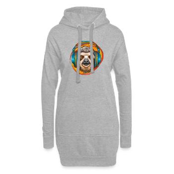 Cool paresseux avec des écouteurs écoute de la musique - Sweat-shirt à capuche long Femme - gris chiné - Devant