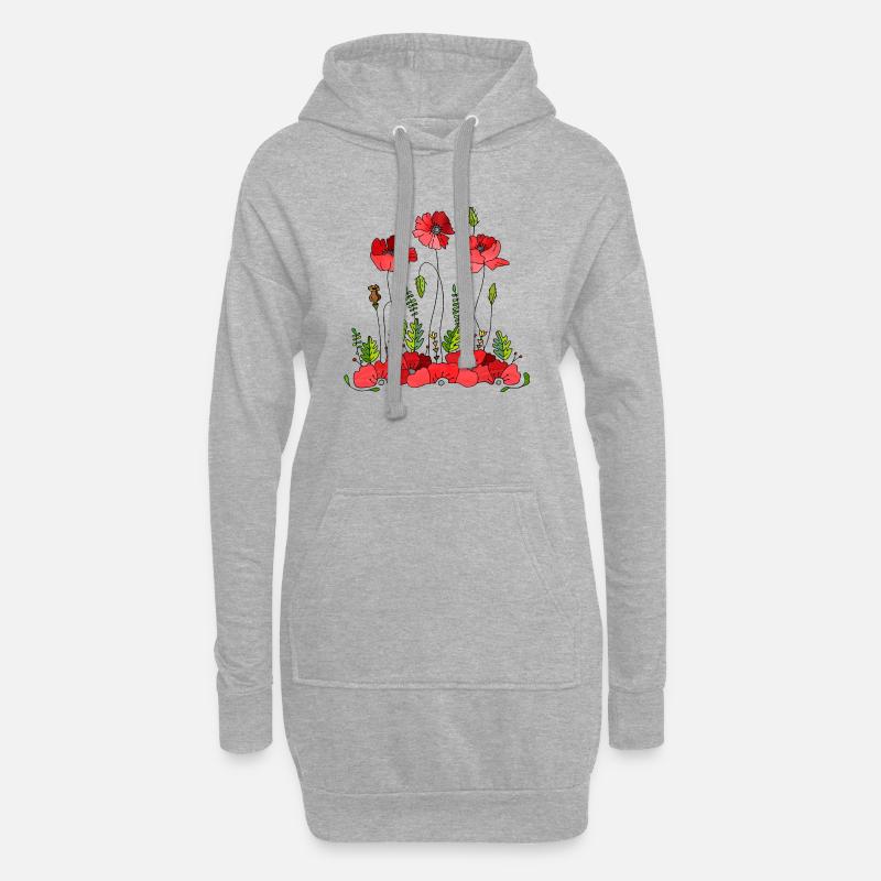 Blumen - Hoodie-Kleid - Grau meliert