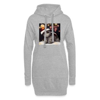 Süße Katze am Winterweihnachtstag - Hoodie-Kleid - Grau meliert - Vorne