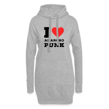 Ich liebe Anarcho Punk - Hoodie-Kleid - Grau meliert - Vorne