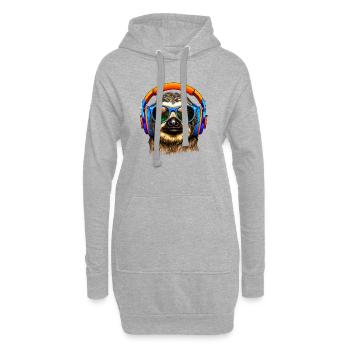 Cool paresseux avec des écouteurs écoute de la musique - Sweat-shirt à capuche long Femme - gris chiné - Devant