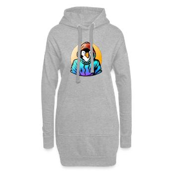 Pingouin avec pull - Sweat-shirt à capuche long Femme - gris chiné - Devant