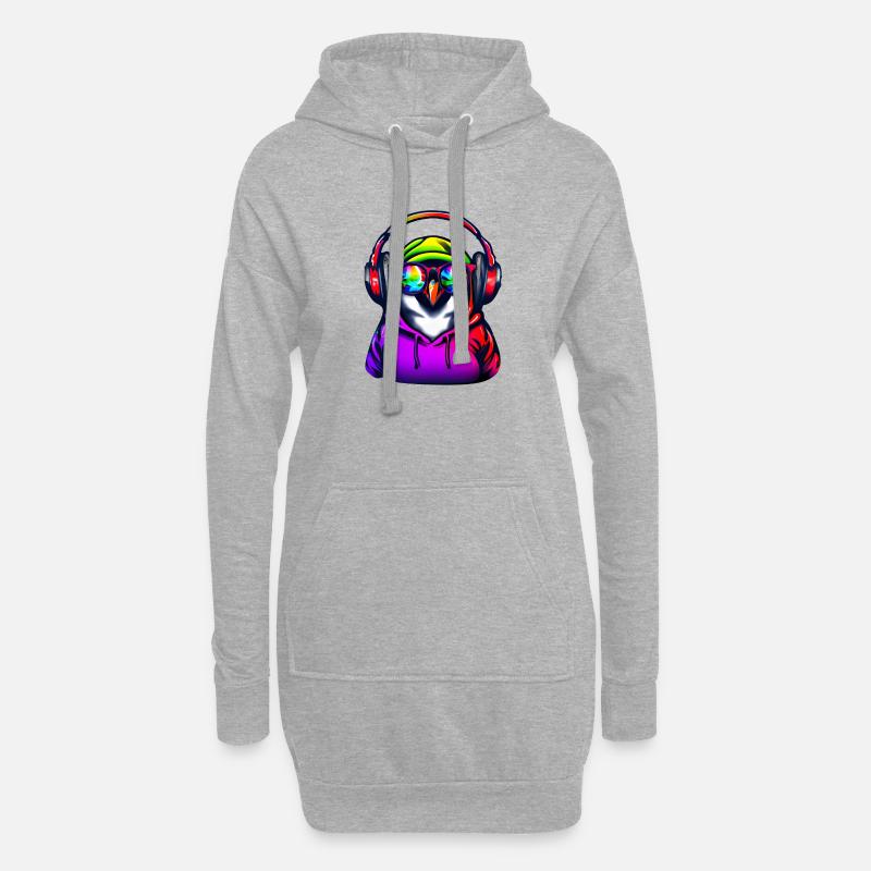 Pinguin mit Pullover und Sonnenbrille - Hoodie-Kleid - Grau meliert