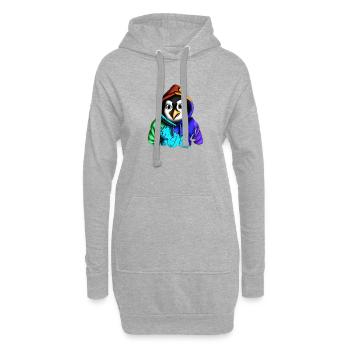 Pingouin surpris avec pull - Sweat-shirt à capuche long Femme - gris chiné - Devant