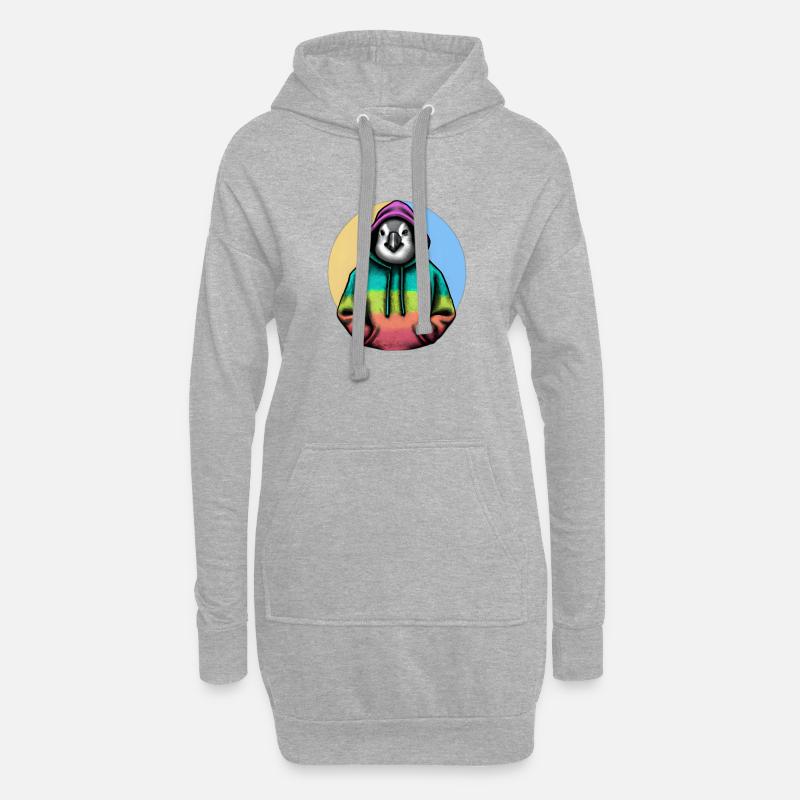 Klassiker Pinguin mit Pullover - Hoodie-Kleid - Grau meliert