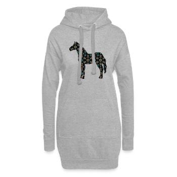 Pferd - Hoodie-Kleid - Grau meliert - Vorne