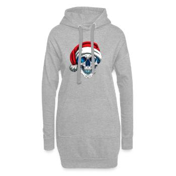 Crâne de Noël - Sweat-shirt à capuche long Femme - gris chiné - Devant