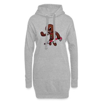 Evil Gingerbread Man prêt pour la bataille - Sweat-shirt à capuche long Femme - gris chiné - Devant