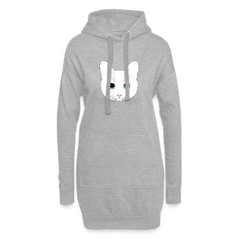 Chat blanc - Sweat-shirt à capuche long Femme - gris chiné - Devant