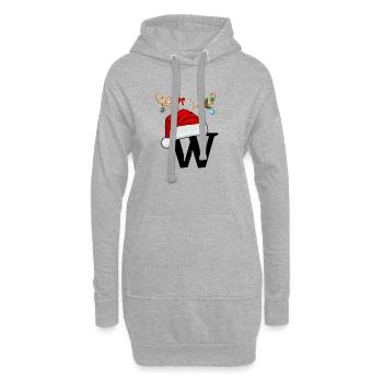Brief W Weihnachtsmütze - Hoodie-Kleid - Grau meliert - Vorne