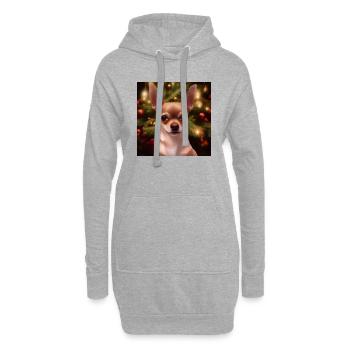 Chihuahua in front of a Christmas tree - Hoodie Dress - heather grey - Front
