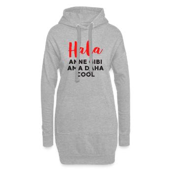 Hala komik/ Türkisch/ Tante lustiger Spruch - Hoodie-Kleid - Grau meliert - Vorne